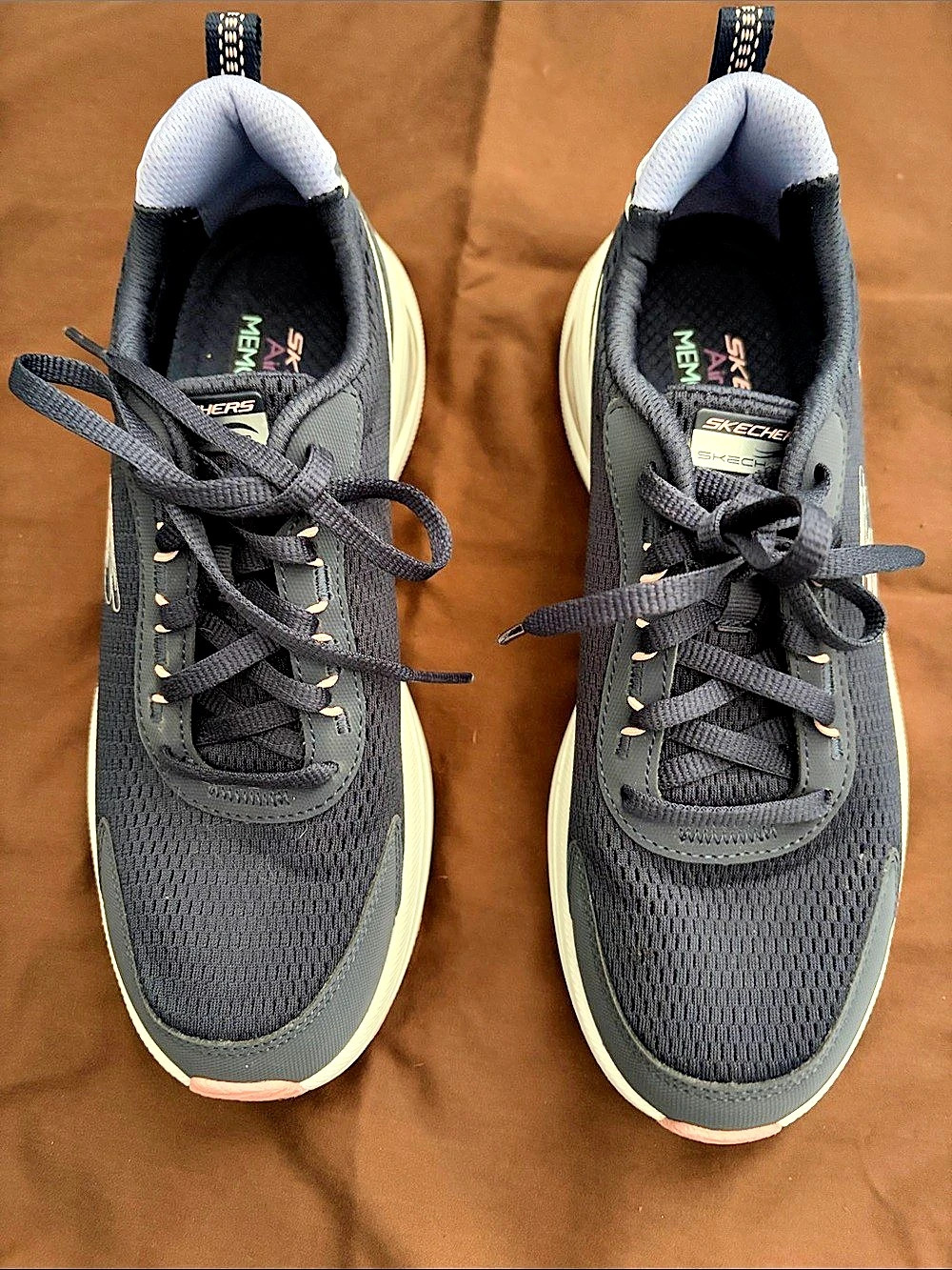 Skechers Athletic Sneakers in navy blue and pink /lavender details